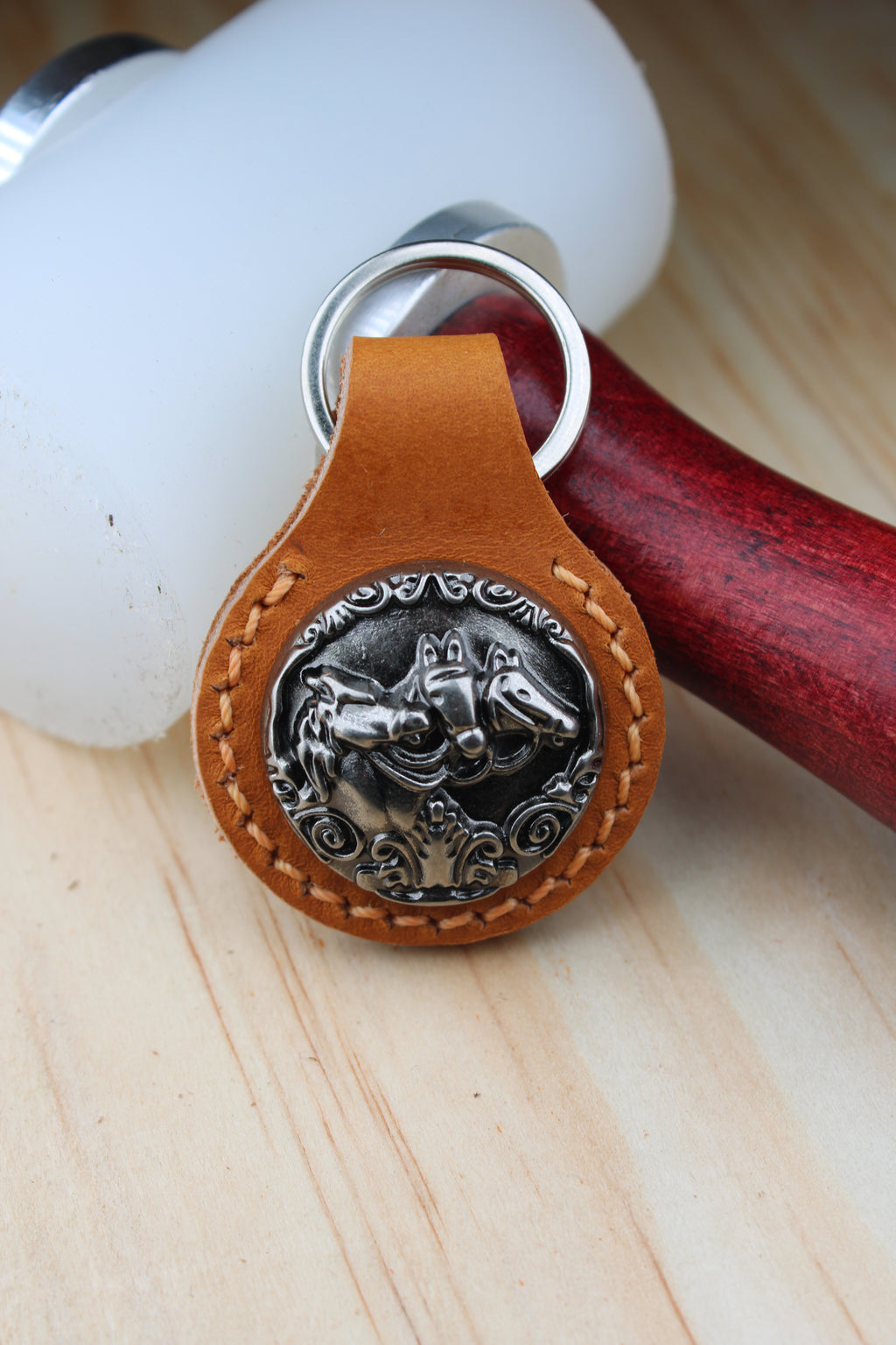 The Three Horses Concho Keychain