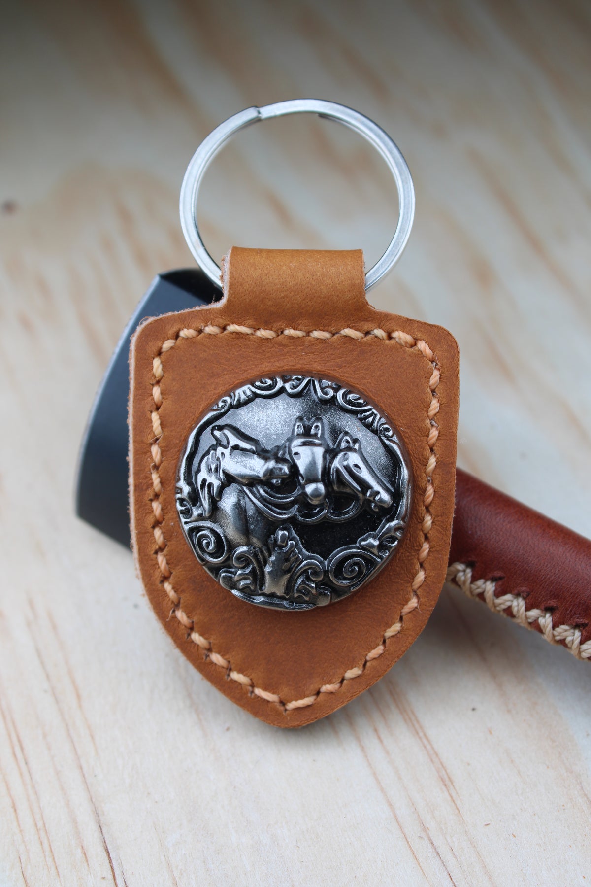 The Three Horses Concho Keychain