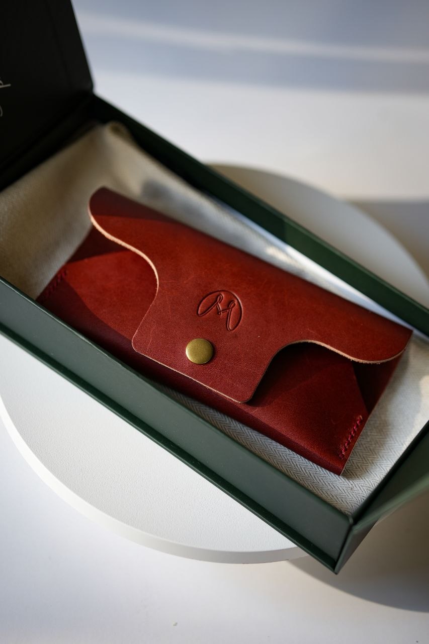 Handmade Foldable Leather Glasses Case